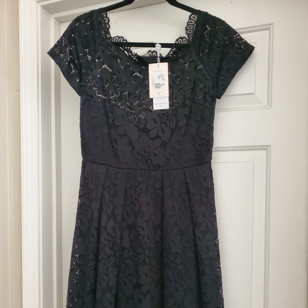 Solid black lace dress, New, size L